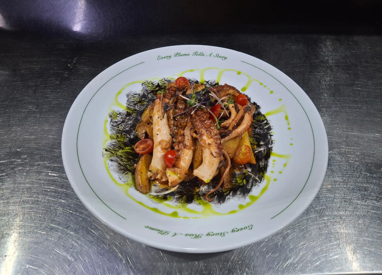 Reference plate: grilled octopus, from the Plume plating standard